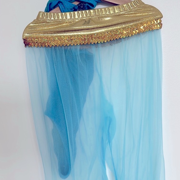 Custom made Sparkling Blue Leotard with Sheer Pants “Jasmine” dance costume - Picture 4 of 6